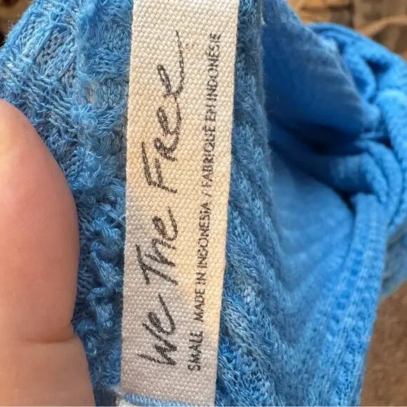 Free People Blue Westend Thermal Top Blouse Womens S Oversized Boho Fall Sweater - Picture 4 of 11